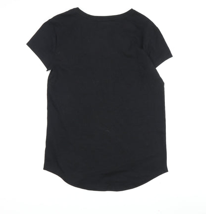 Back view of Barbie girls’ black cotton t-shirt s logo graphic casual