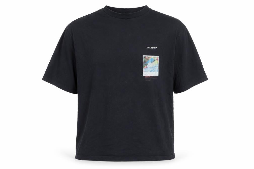 Collusion Men’s Black Graphic Print T-Shirt, M
