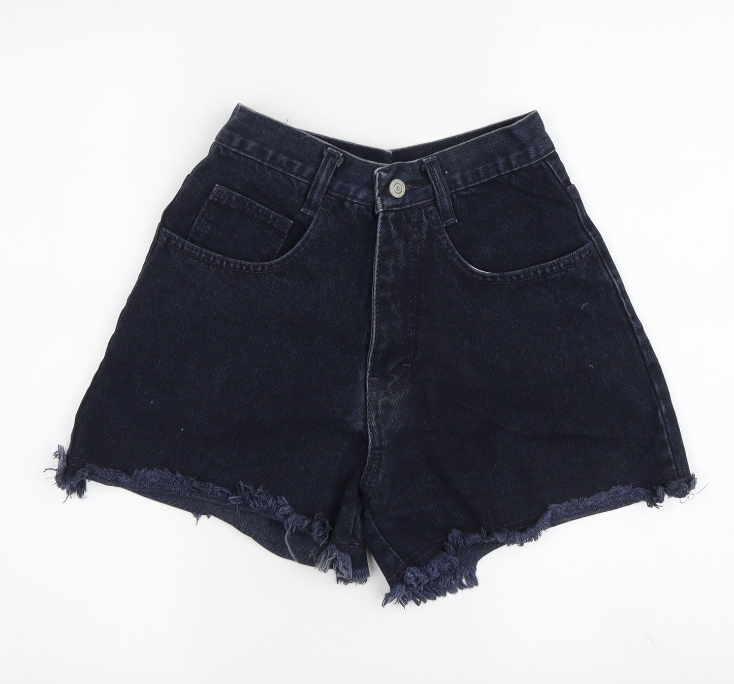 C&A Women's Black Denim Cut-Off Fringe Shorts, Size 18