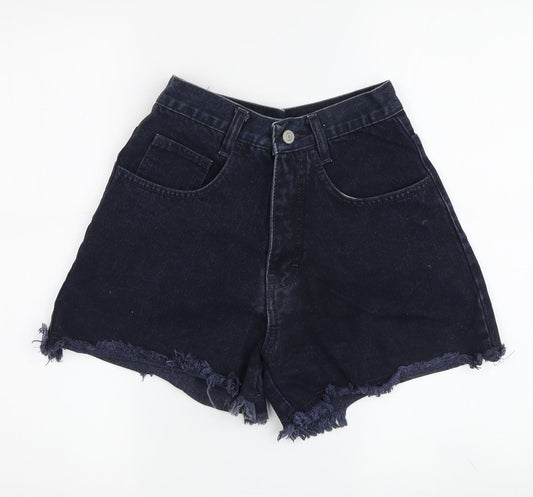 C&A Women's Black Denim Cut-Off Fringe Shorts, Size 18