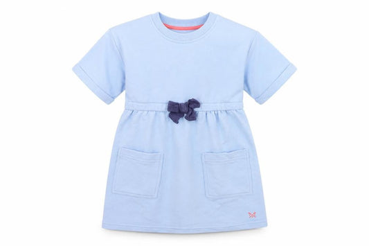 Girls Blue T-Shirt Dress with Bow, Size 3-4 Years