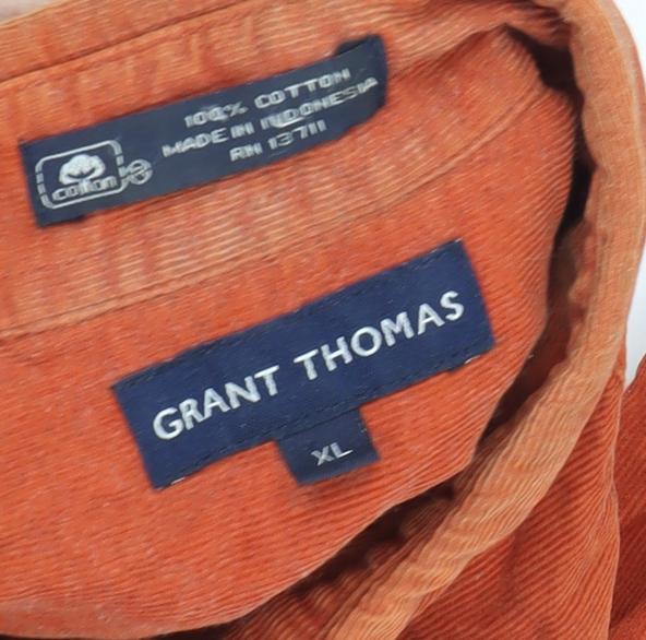 Grant Thomas Unisex Orange Corduroy Button-Up XL