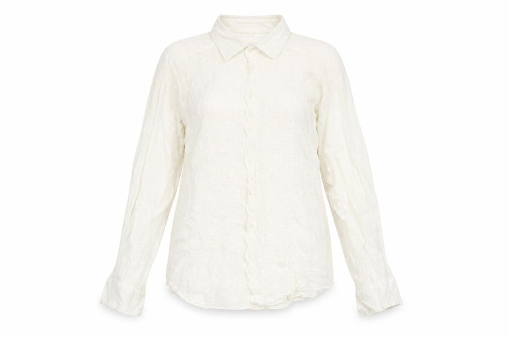 Paul & Joe Women's White Button-Up Shirt, Size L, Cotton
