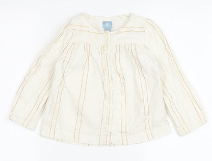 Additional front view of Baby Gap girls’ ivory striped blouse, 24 months, long sleeve