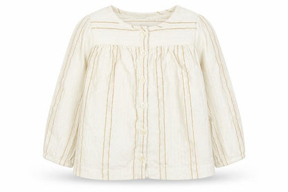 Front view of Baby Gap girls’ ivory striped blouse, 24 months, long sleeve