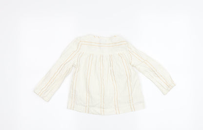 Back view of Baby Gap girls’ ivory striped blouse, 24 months, long sleeve