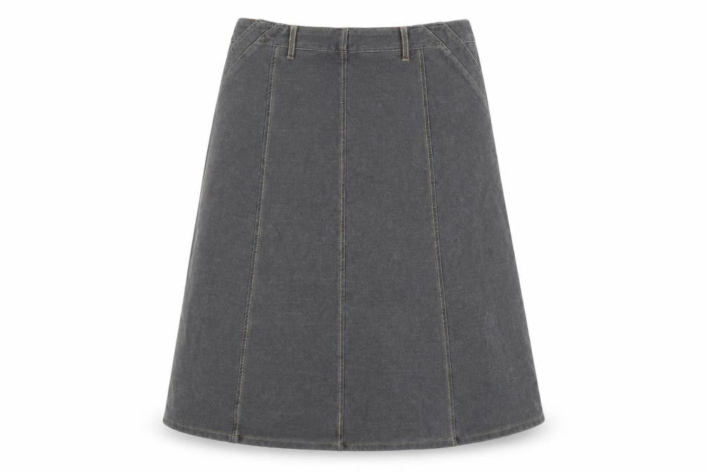Women's Grey A-Line Cotton Skirt, Size L