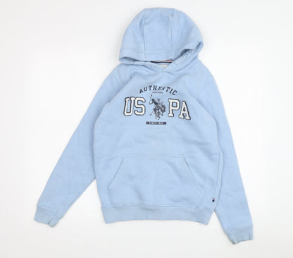 Additional front view of U.S. Polo Assn. boys’ blue hoodie - pullover, size 10-11