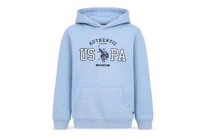 Front view of U.S. Polo Assn. boys’ blue hoodie - pullover, size 10-11