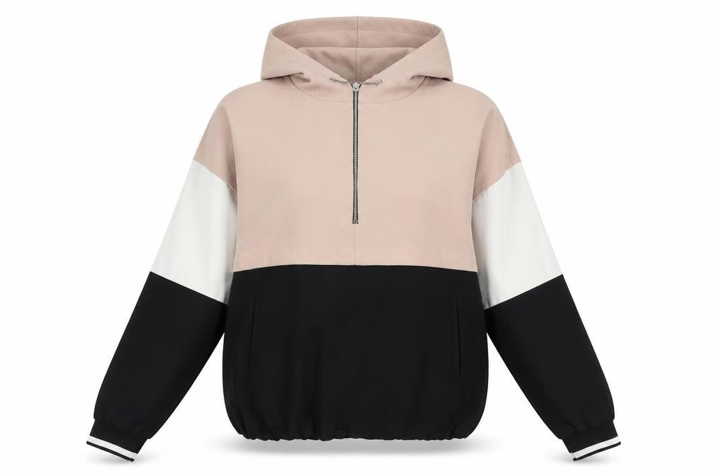 Zara Women Beige Black Pullover Hoodie 2XS Relaxed