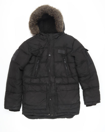 Additional front view of Sonneti boys’ black long puffer jacket, 12-13 years