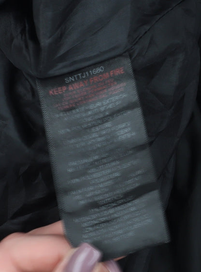 Brand and care label for Sonneti boys’ black long puffer jacket, 12-13 years
