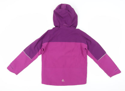 Back view of Dare 2b girls’ purple ski jacket, size 10, waterproof & hooded