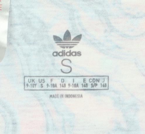 Close-up detail of Adidas girls’ multicoloured tank top -, size S, lightweight jersey