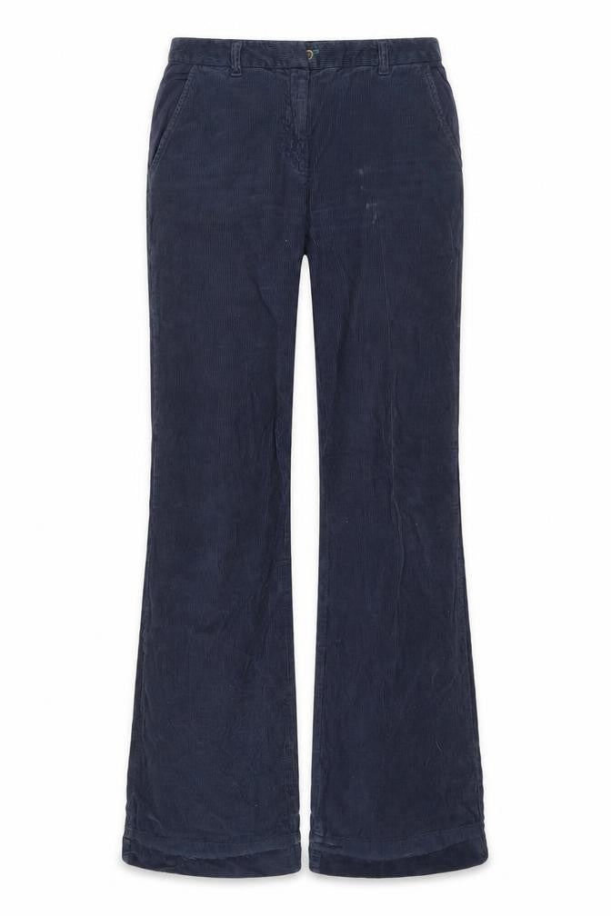 Sisley Women's Blue Straight-Leg Cotton Trousers