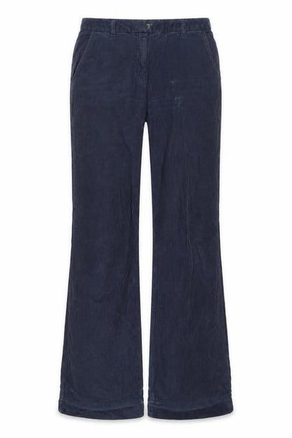 Sisley Women's Blue Straight-Leg Cotton Trousers