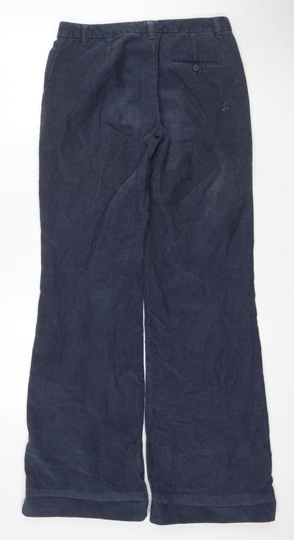 Sisley Women's Blue Straight-Leg Cotton Trousers