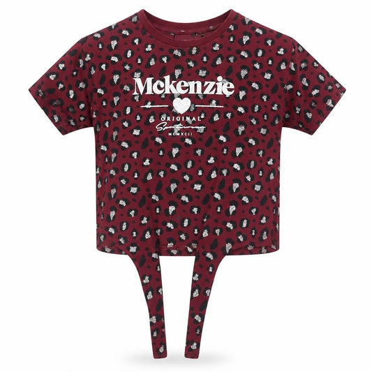 Front view of Mckenzie girls’ red animal print t-shirt 7-8 years