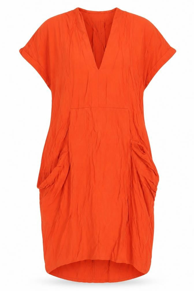 Whistles Red Women's V-Neck Short Sleeve Dress, Size 4