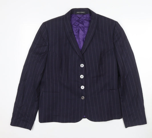 Chester Barrie Women Blue Pinstripe Wool Suit Jacket
