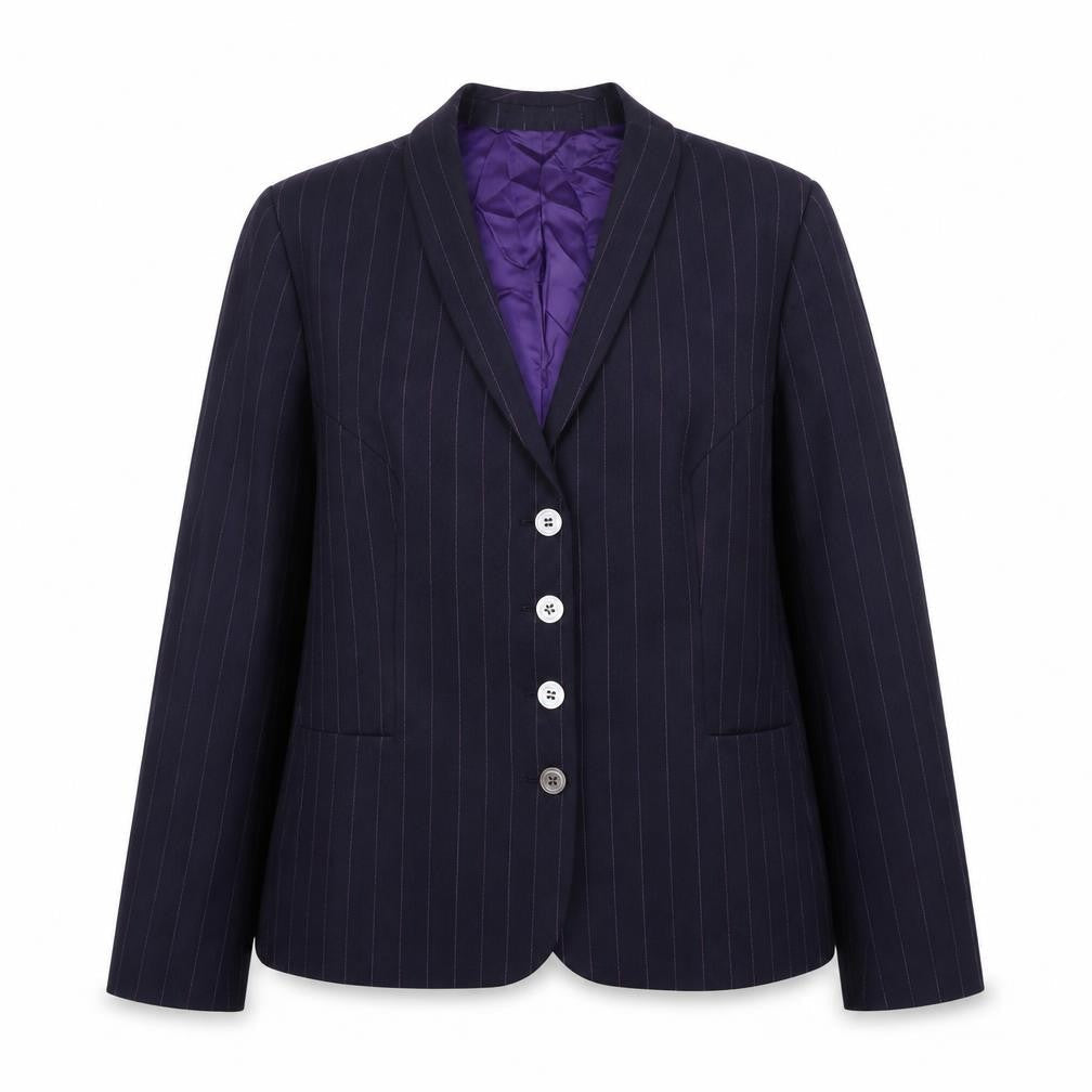 Chester Barrie Women Blue Pinstripe Wool Suit Jacket