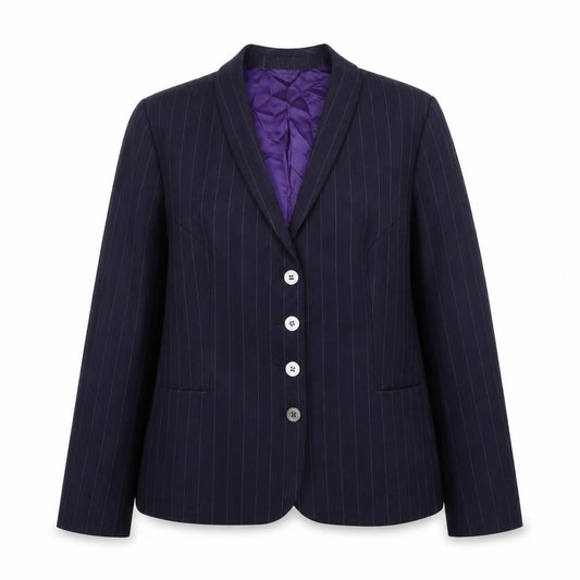 Chester Barrie Women Blue Pinstripe Wool Suit Jacket
