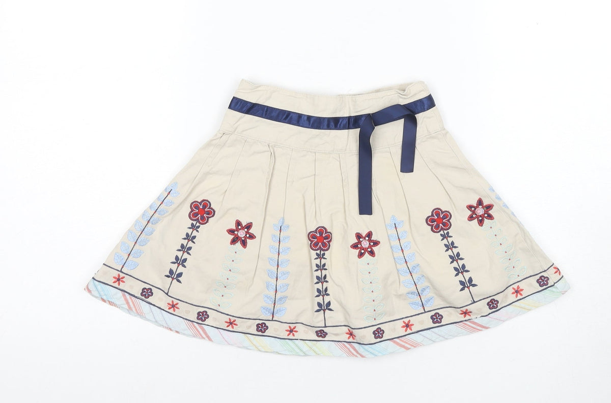 Debenhams Girls Beige Embroidered Skirt, Size 3 Years