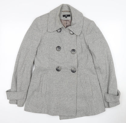 Jasper Conran Women's Grey Herringbone Pea Coat Size 12
