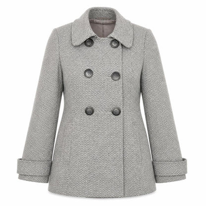 Jasper Conran Women's Grey Herringbone Pea Coat Size 12