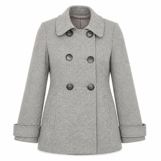 Jasper Conran Women's Grey Herringbone Pea Coat Size 12