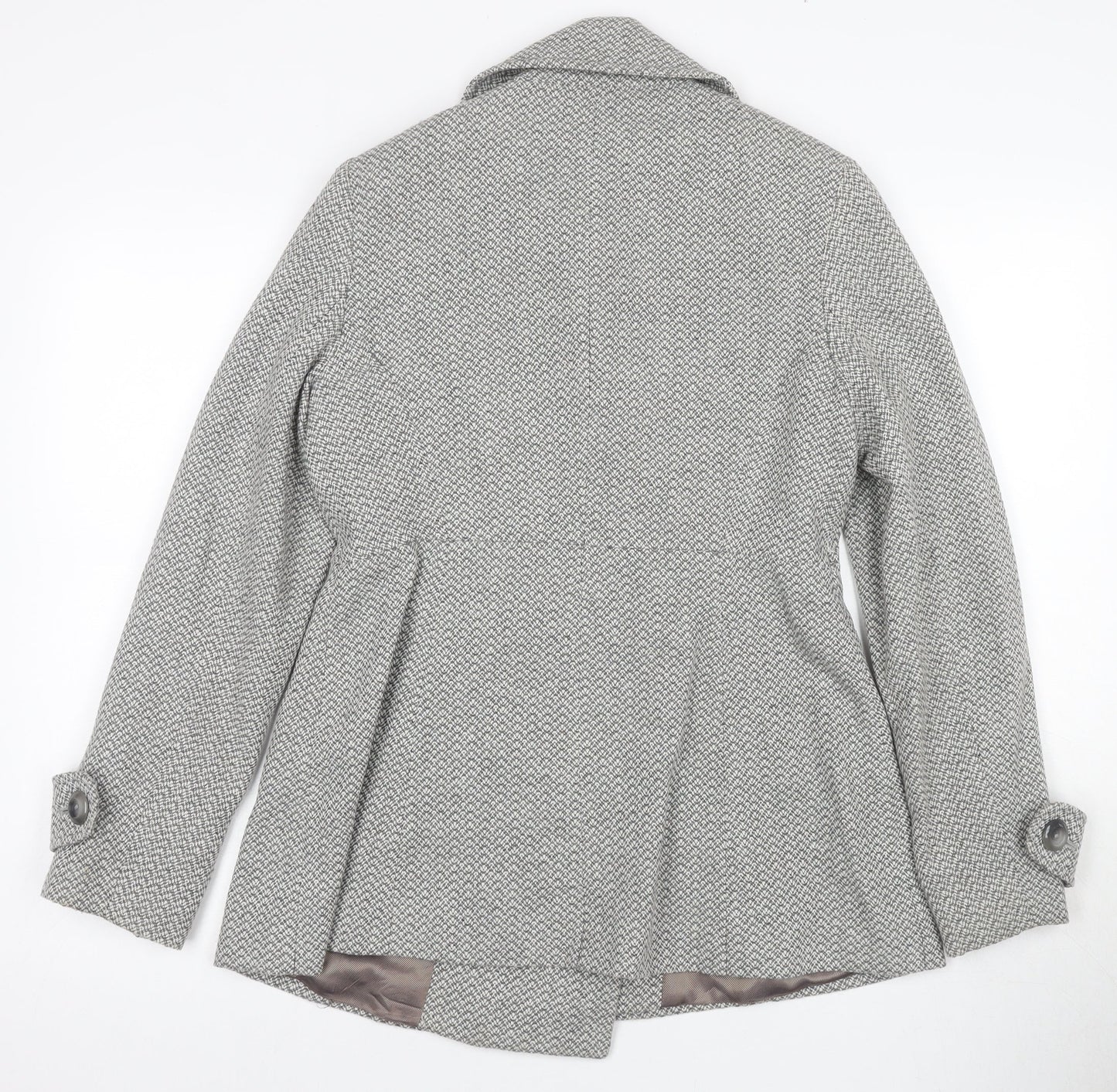 Jasper Conran Women's Grey Herringbone Pea Coat Size 12