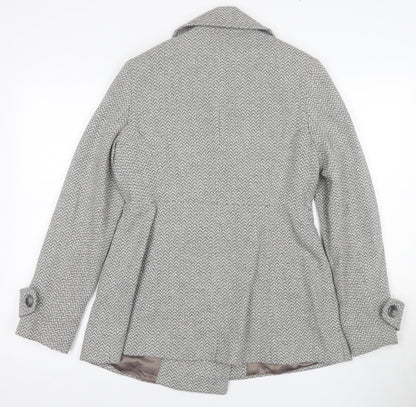 Jasper Conran Women's Grey Herringbone Pea Coat Size 12