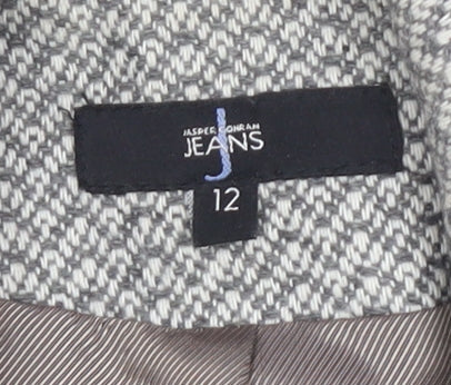Jasper Conran Women's Grey Herringbone Pea Coat Size 12