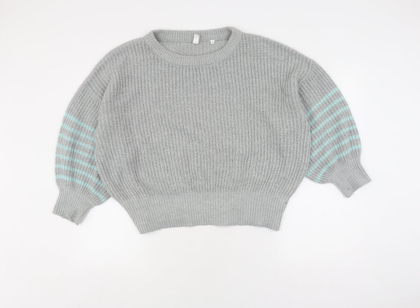 And/Or Women's Grey Striped Pullover Jumper Size 12