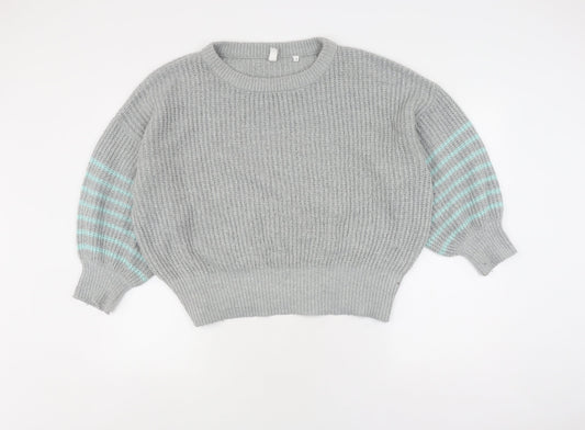 And/Or Women's Grey Striped Pullover Jumper Size 12