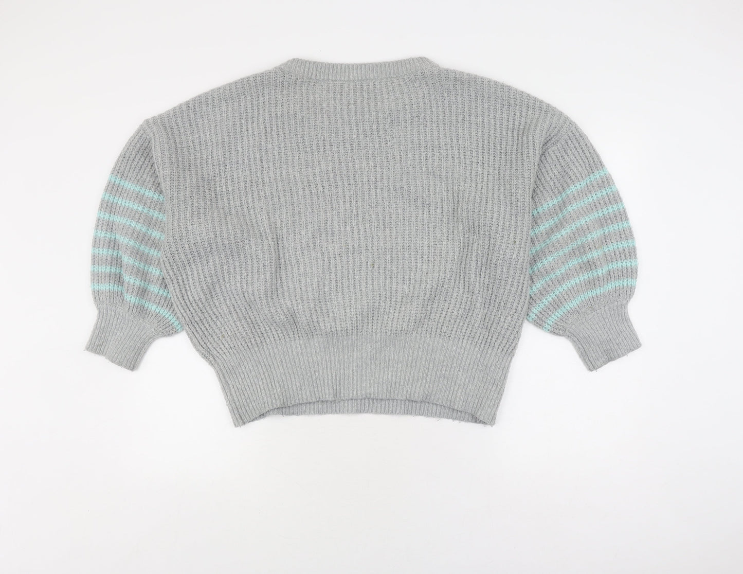 And/Or Women's Grey Striped Pullover Jumper Size 12