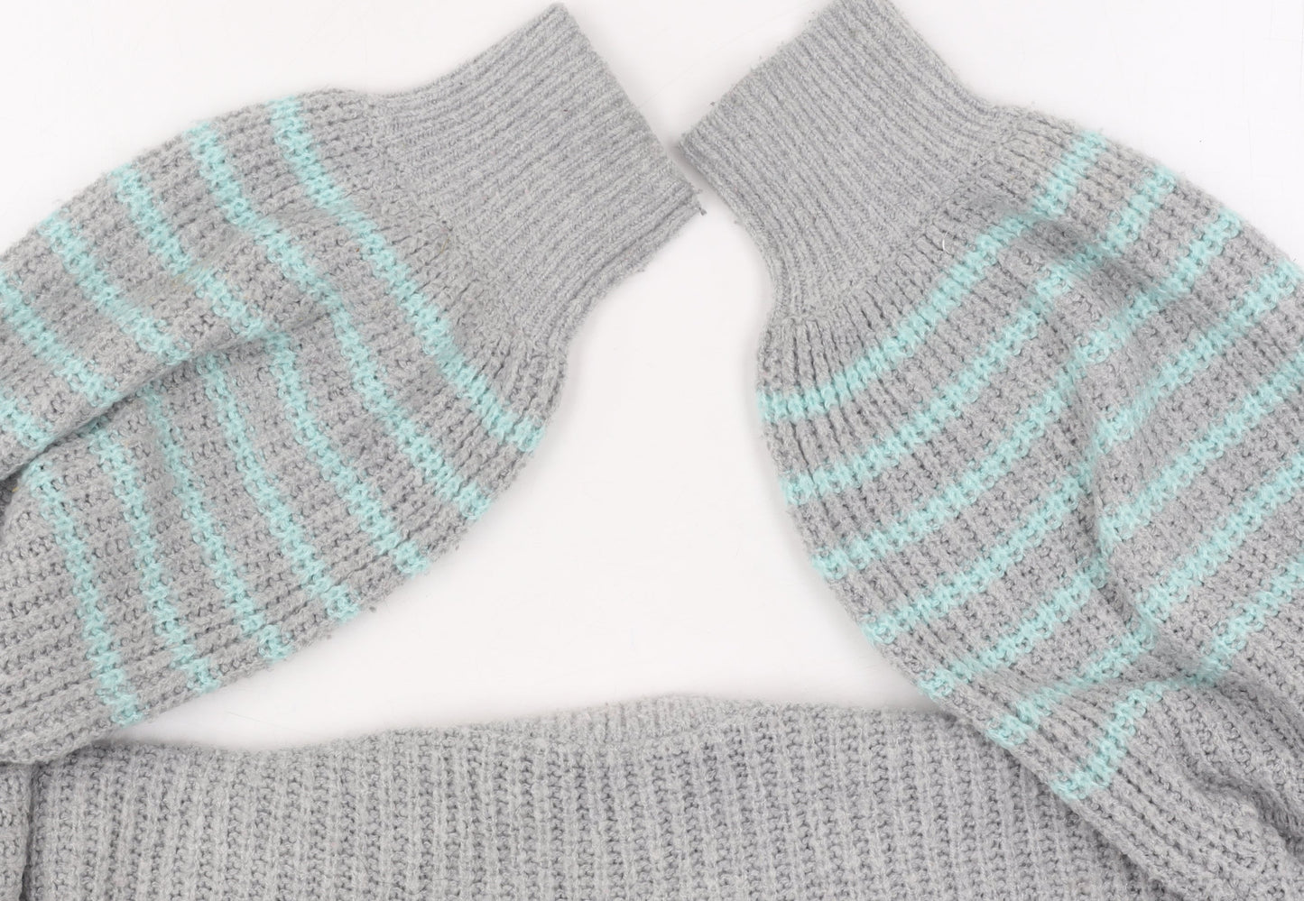And/Or Women's Grey Striped Pullover Jumper Size 12