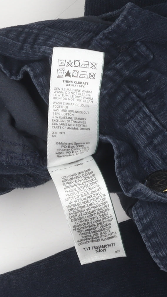 Marks and Spencer Women's Blue Straight Trousers, Size 32