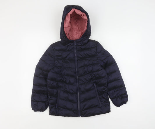 Marks and Spencer Girls Blue Puffer Jacket, Size 8-9 Years