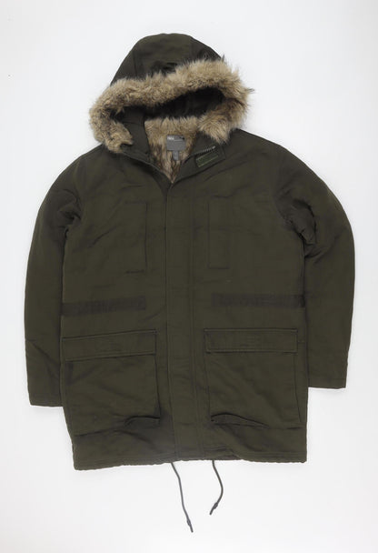 Additional front view of ASOS Men's Green Parka Jacket M with Hooded Lining