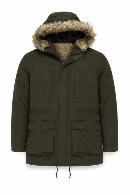 Front view of ASOS Men's Green Parka Jacket M with Hooded Lining