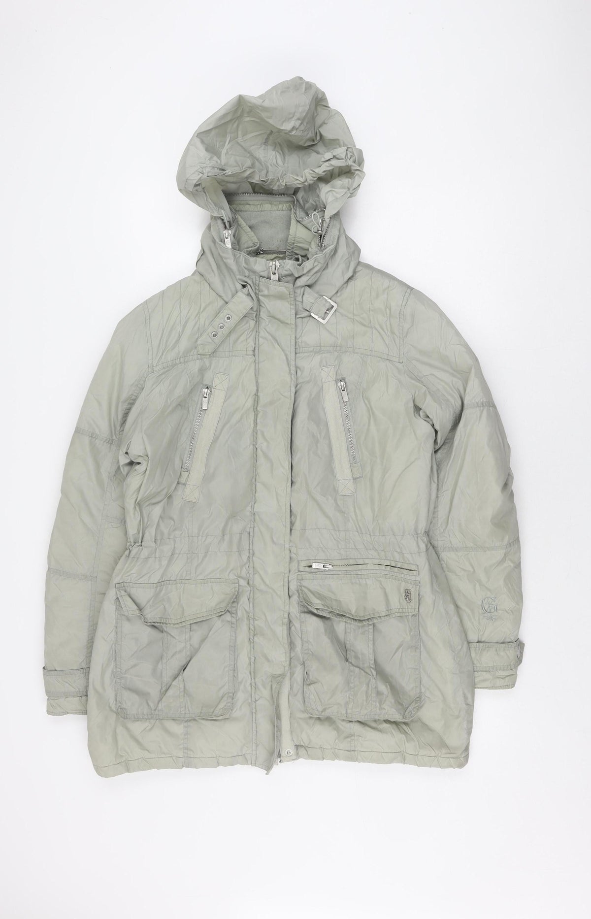 Giacomo Women's Grey XL Puffer Jacket - Hooded, Zipped Pockets
