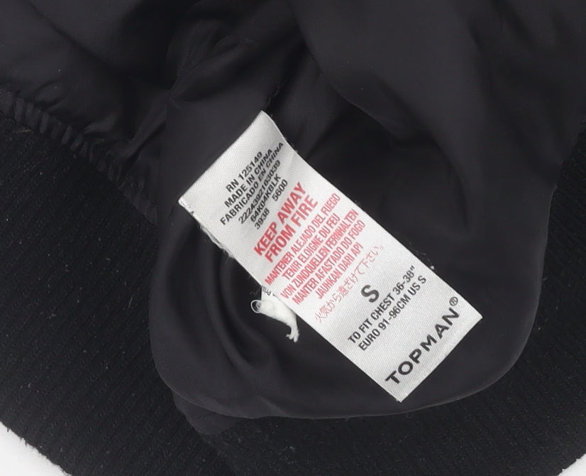 Topman Men's Black Bomber Jacket, Size S Regular Fit