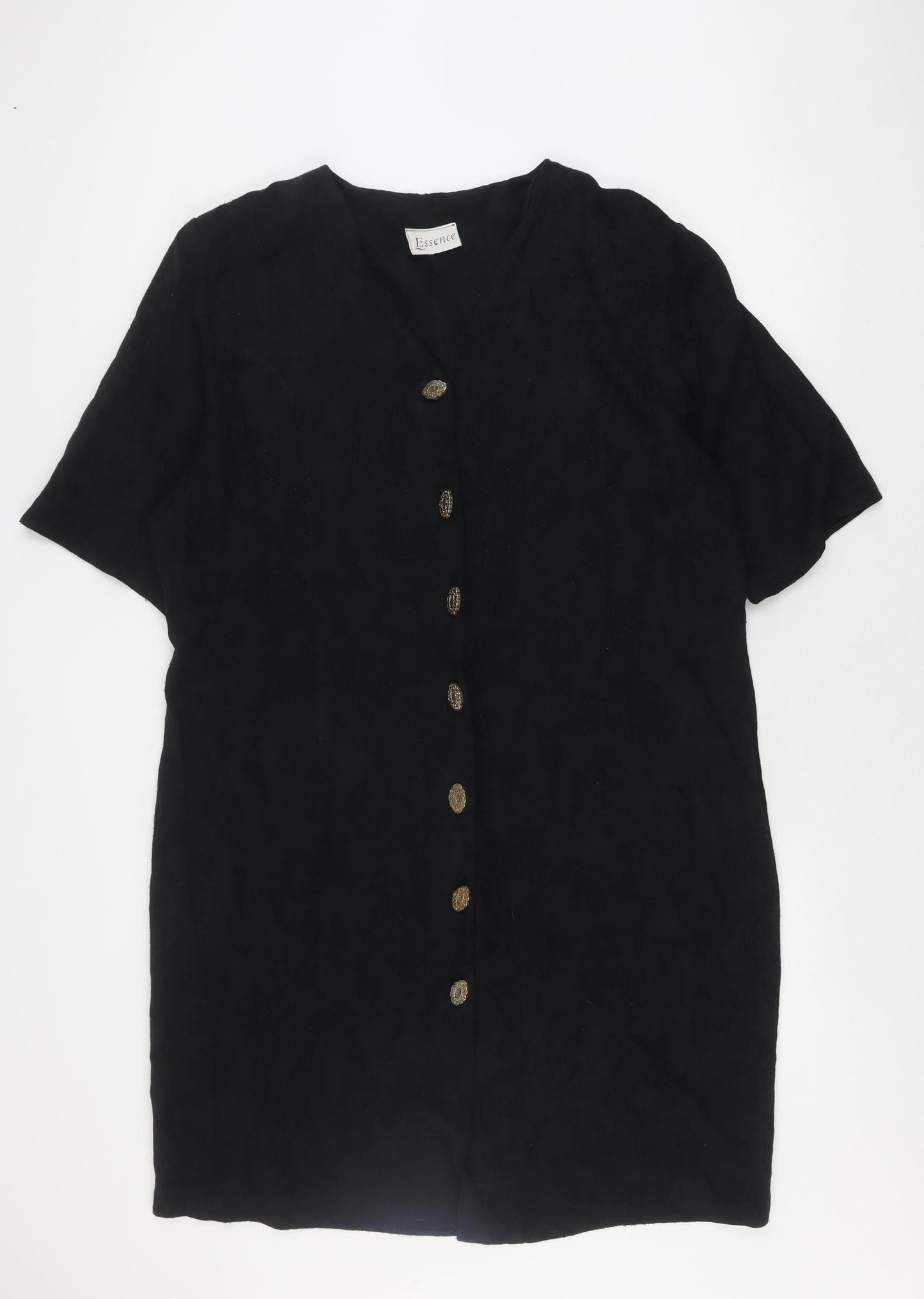 Essence Women's Black Floral Plus Size Shift Dress