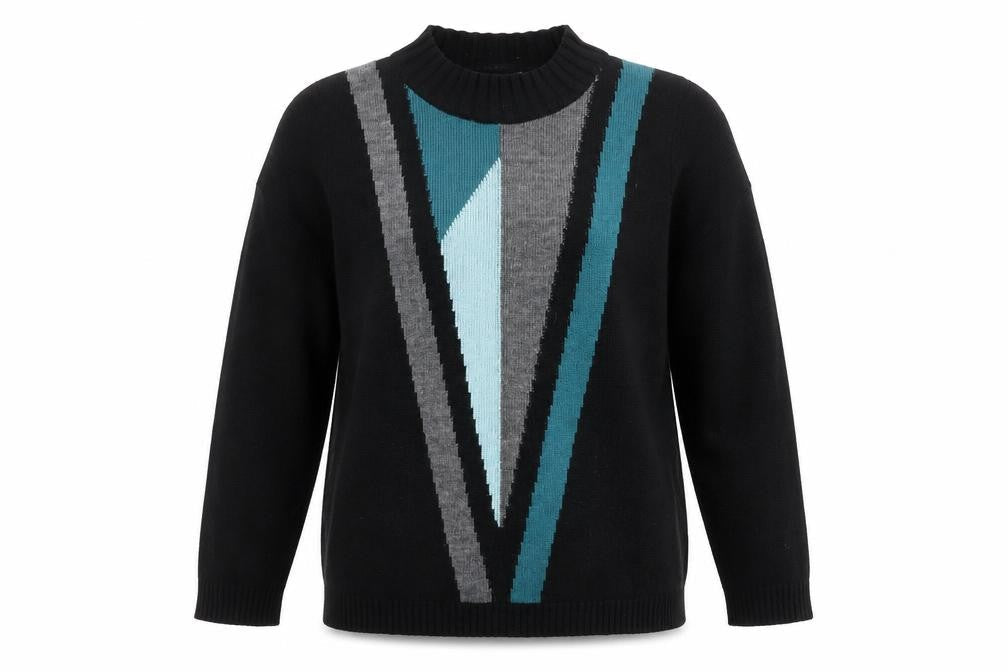 Afibel Women's Black Geometric Pullover Jumper Size 12