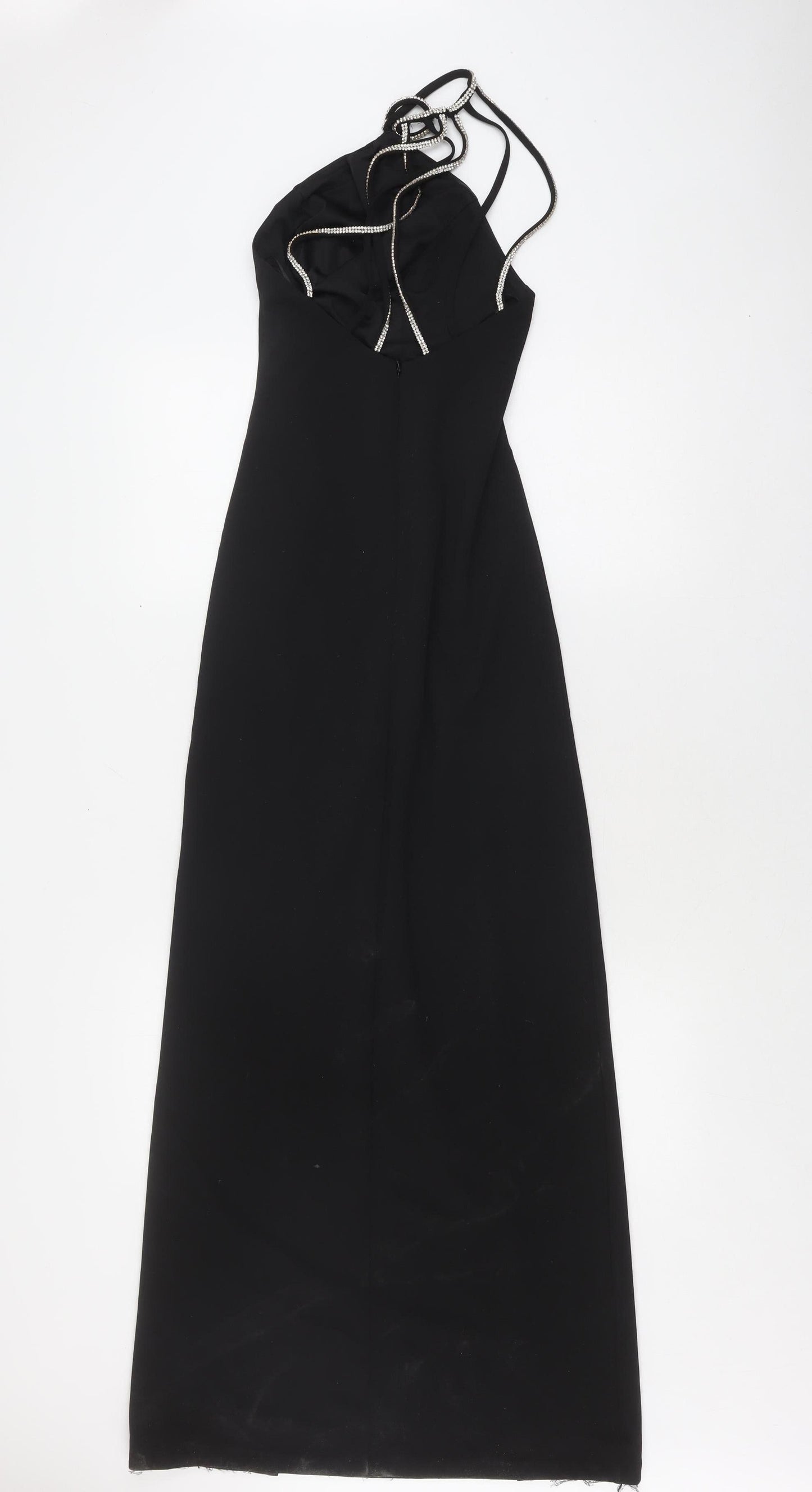 New Look Black Bodycon Dress 8 Long Women Party Rhinestone