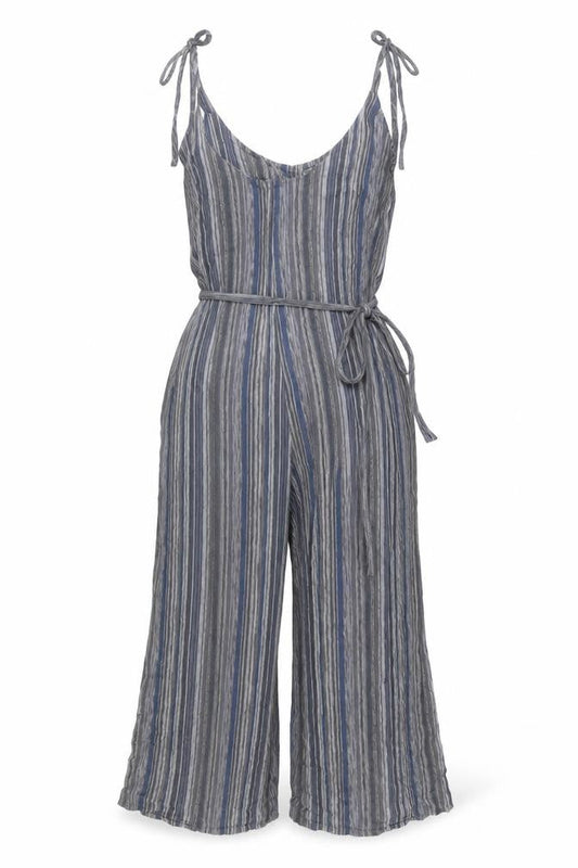 Seven Style Women's Blue Striped Jumpsuit, One Size