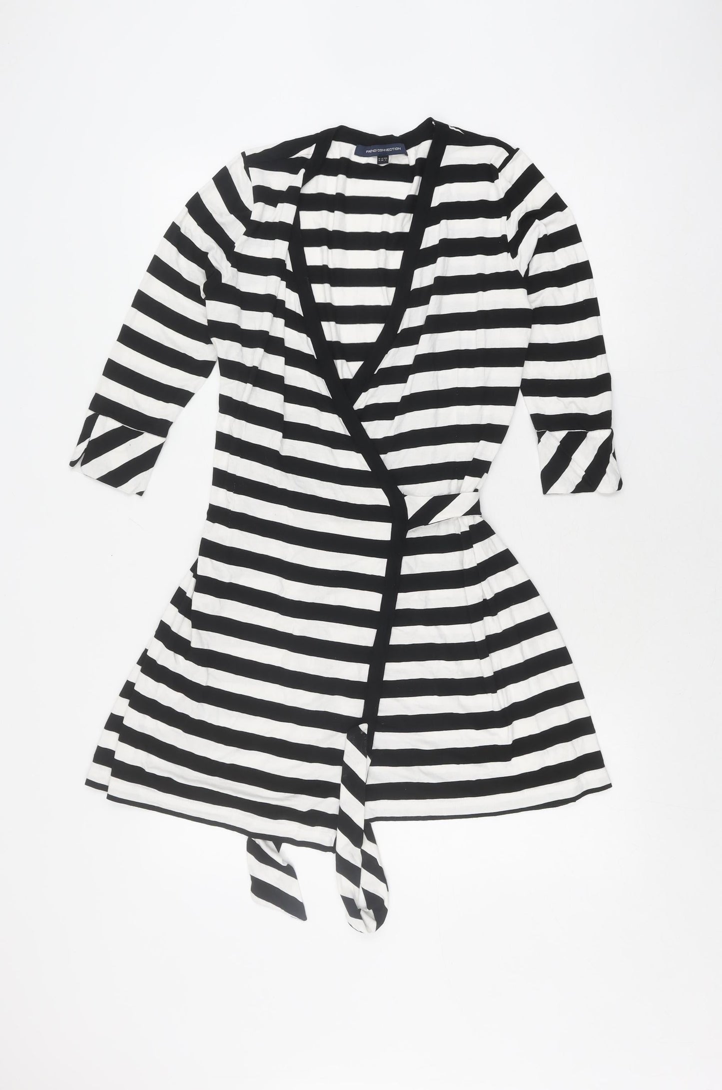 French Connection Women's Black Striped Wrap Blouse