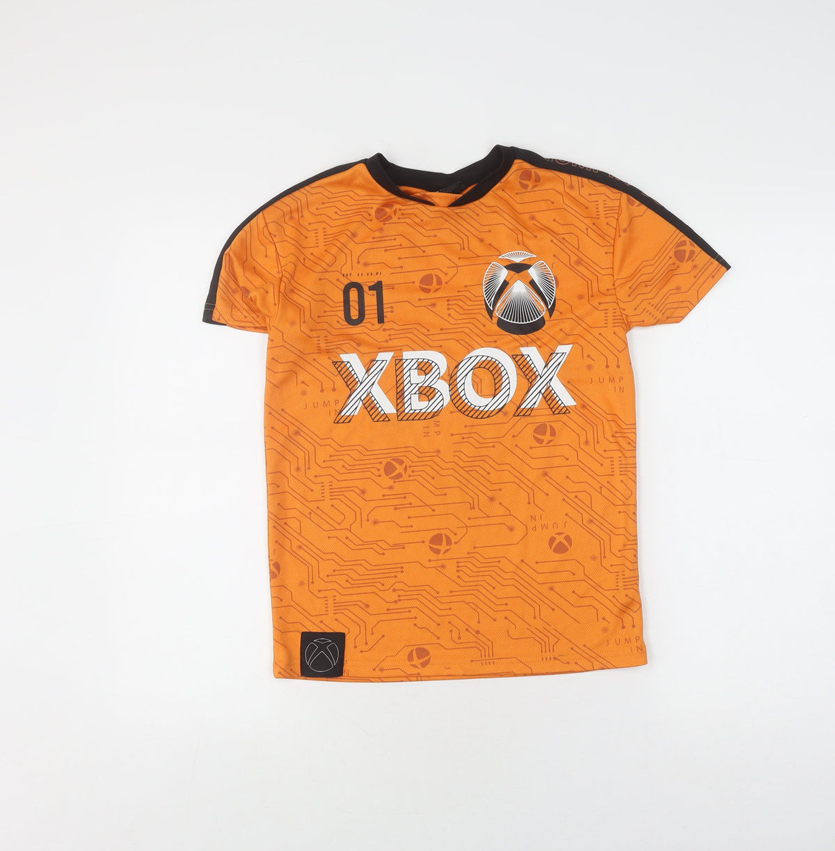 Additional front view of XBOX boys’ orange graphic t-shirt, 10 years, game theme