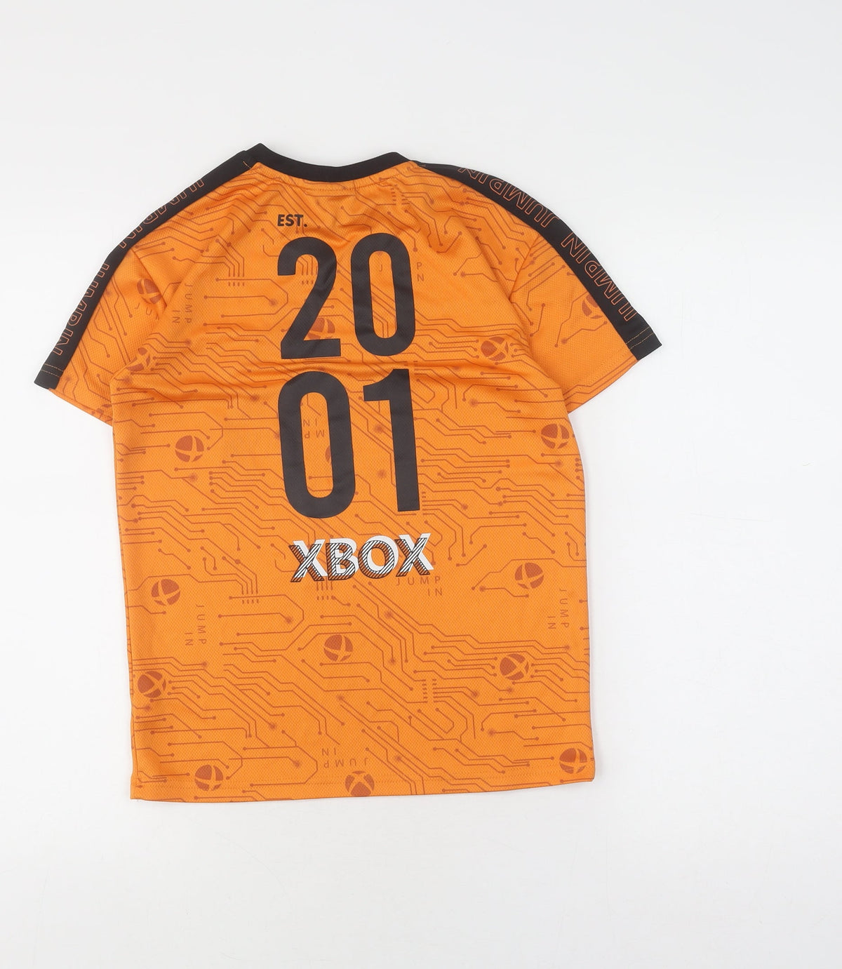 Back view of XBOX boys’ orange graphic t-shirt, 10 years, game theme